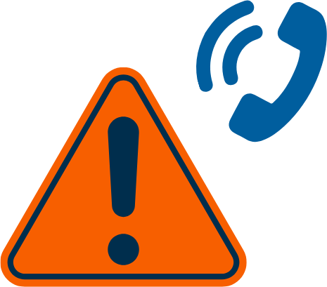 Caution symbol and ringing phone symbol