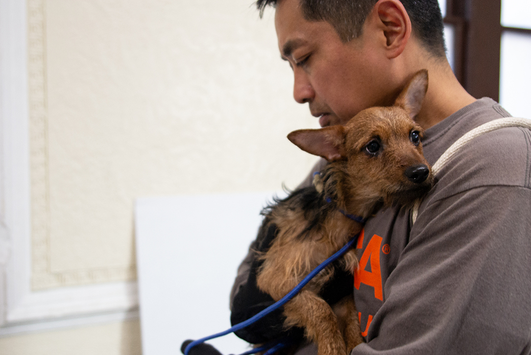 ASPCA responder carrying rescued dog