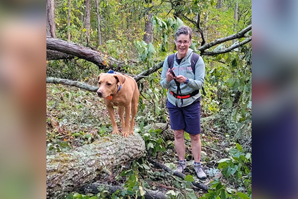 Ann and Catalina on walk in the forest 