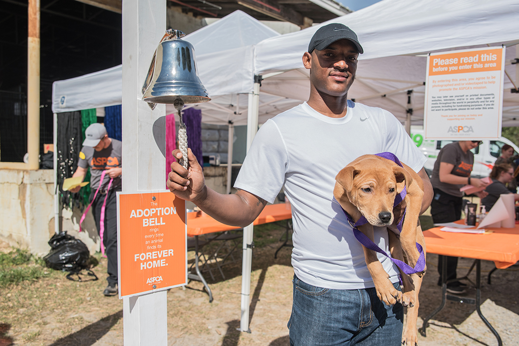 James F. was the first to adopt, taking home a mixed breed pup named Bentley.