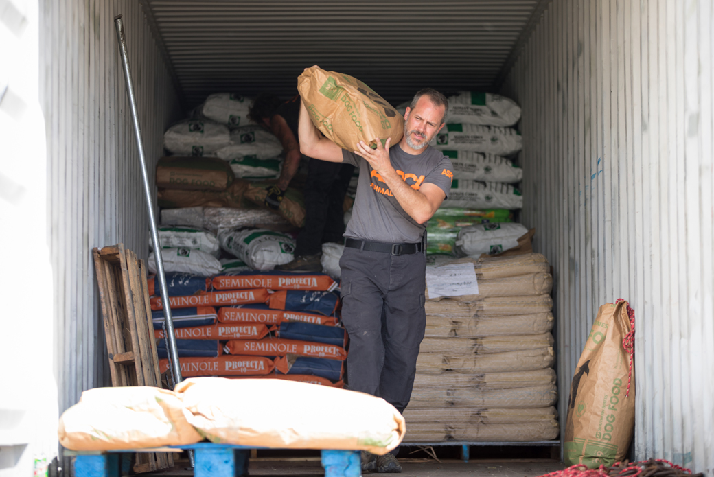 Responder carrying food