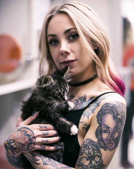 Megan Massacre holding a kitten