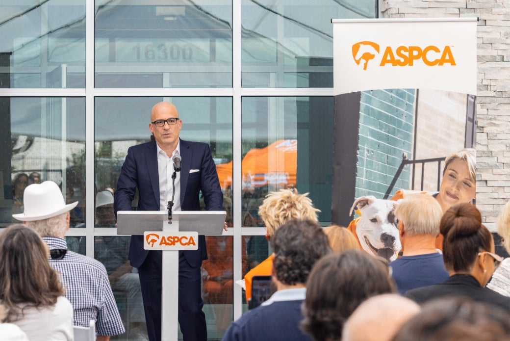 Matt Bershadker speaking from a podium in front of a crowd