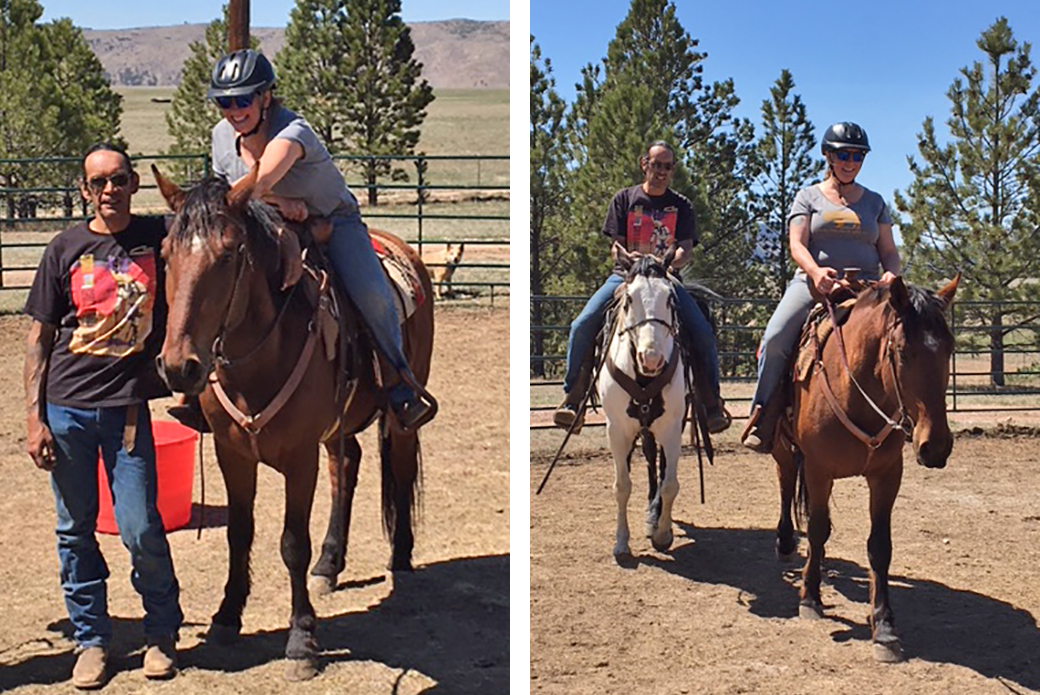 Left: Dr. Eller and Thomas with Tanka. Right: Thomas and Lakota with Dr. Eller and Tanka.