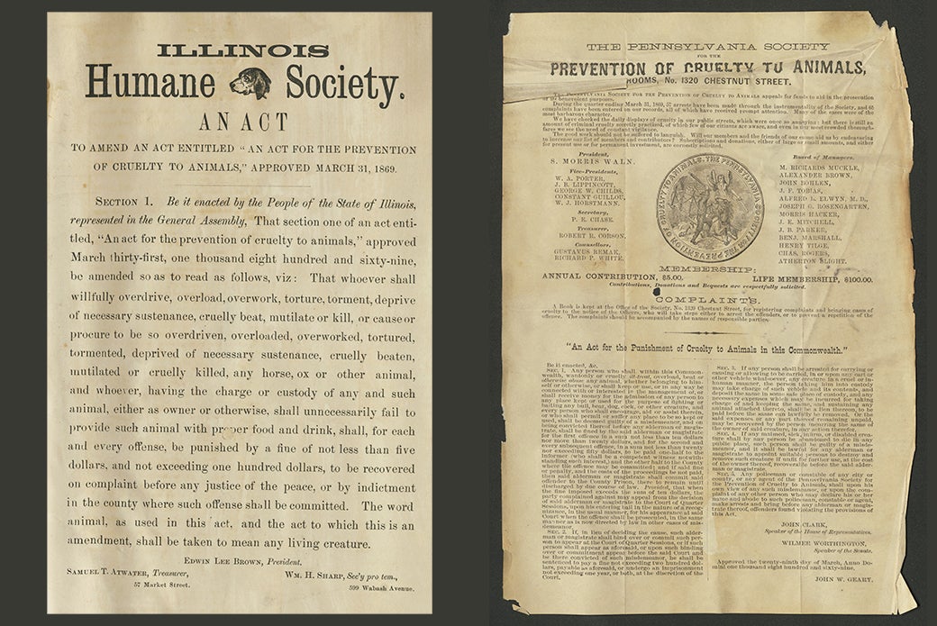 Two historical documents pertaining to animal law