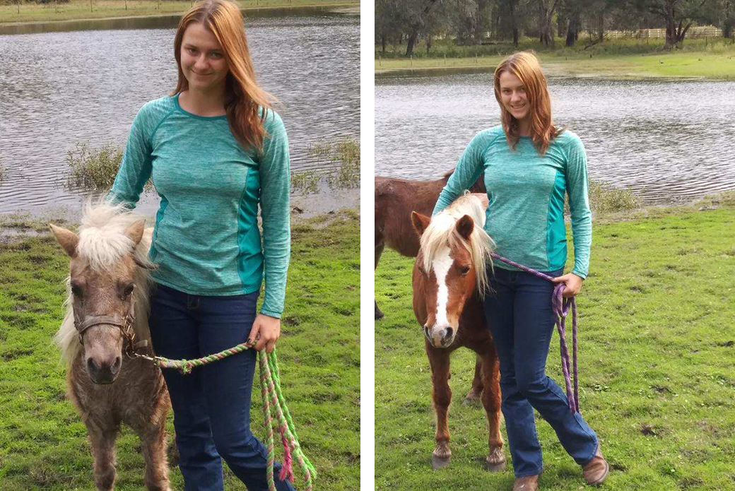 Jena and the two rescued mini horses