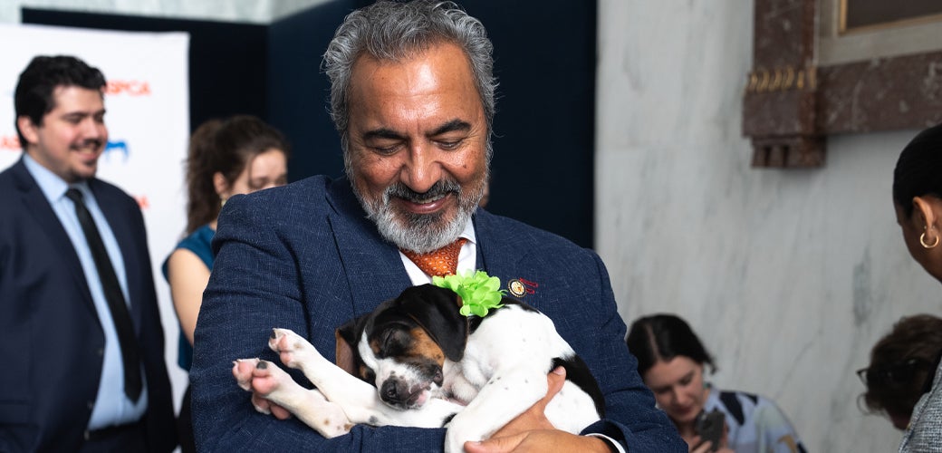 Congressman with dog
