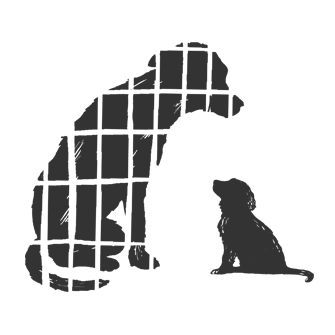 Dogs in cage silhouette