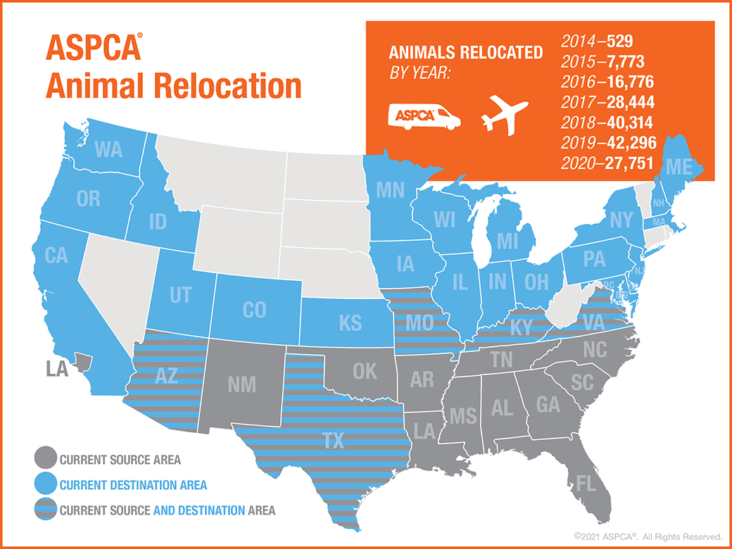 ASPCA Animal Relocation map