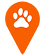 Orange pin with pawprint inside
