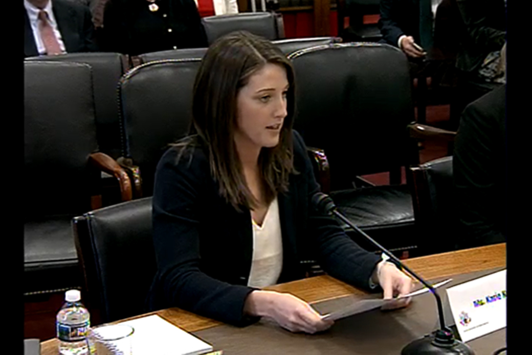 Woman testifying in front of Congress